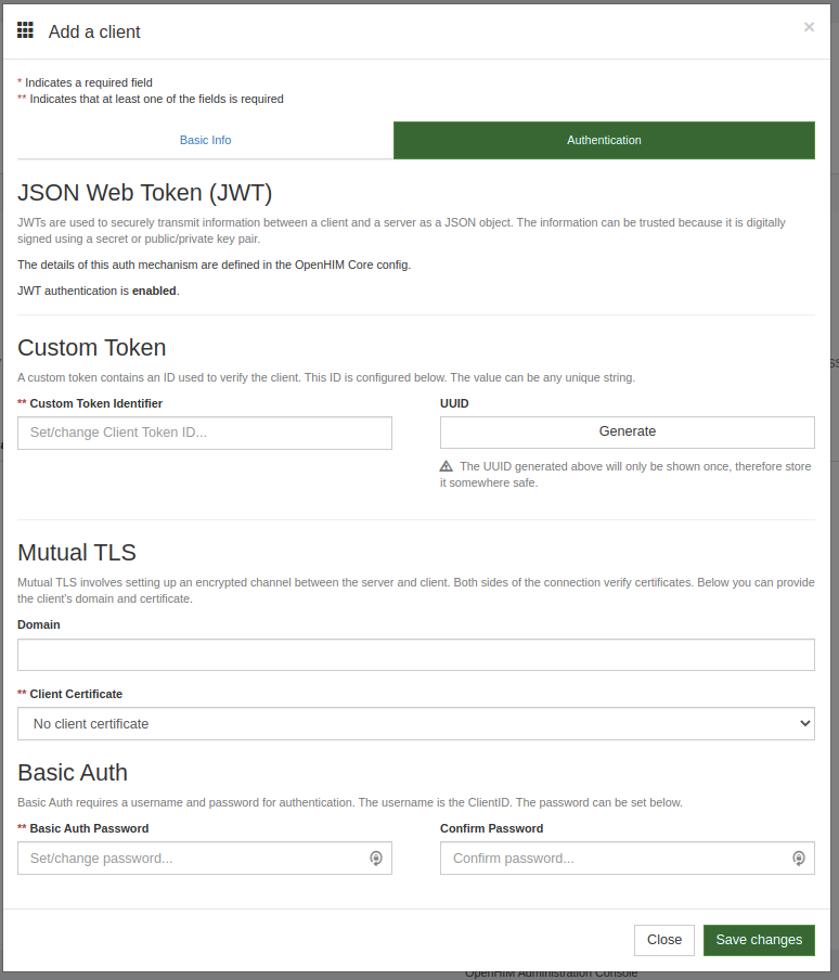 OpenHIM Console Client Auth