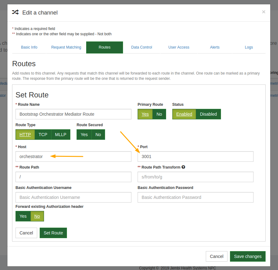 Orchestrator Route Details